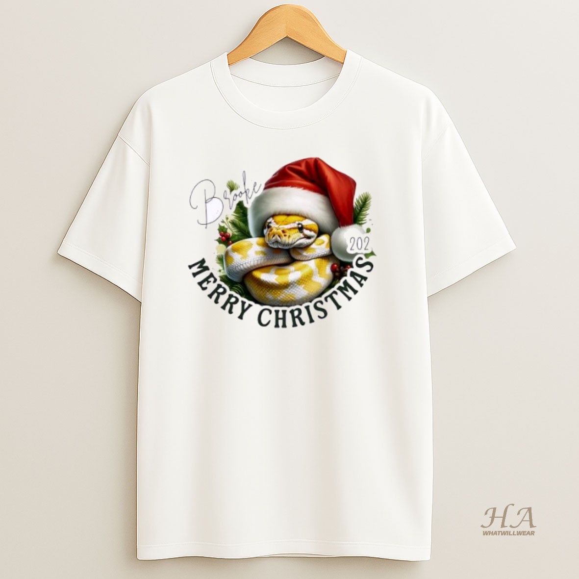 Official Yellow Ball Python Snake Xmas Babys First Christmas Personalized Ornaments White T Shirt