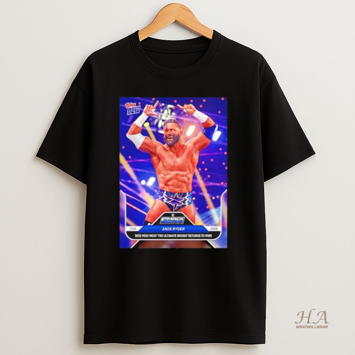 Official Zack Ryder First Wwe Trading Card Black T Shirt