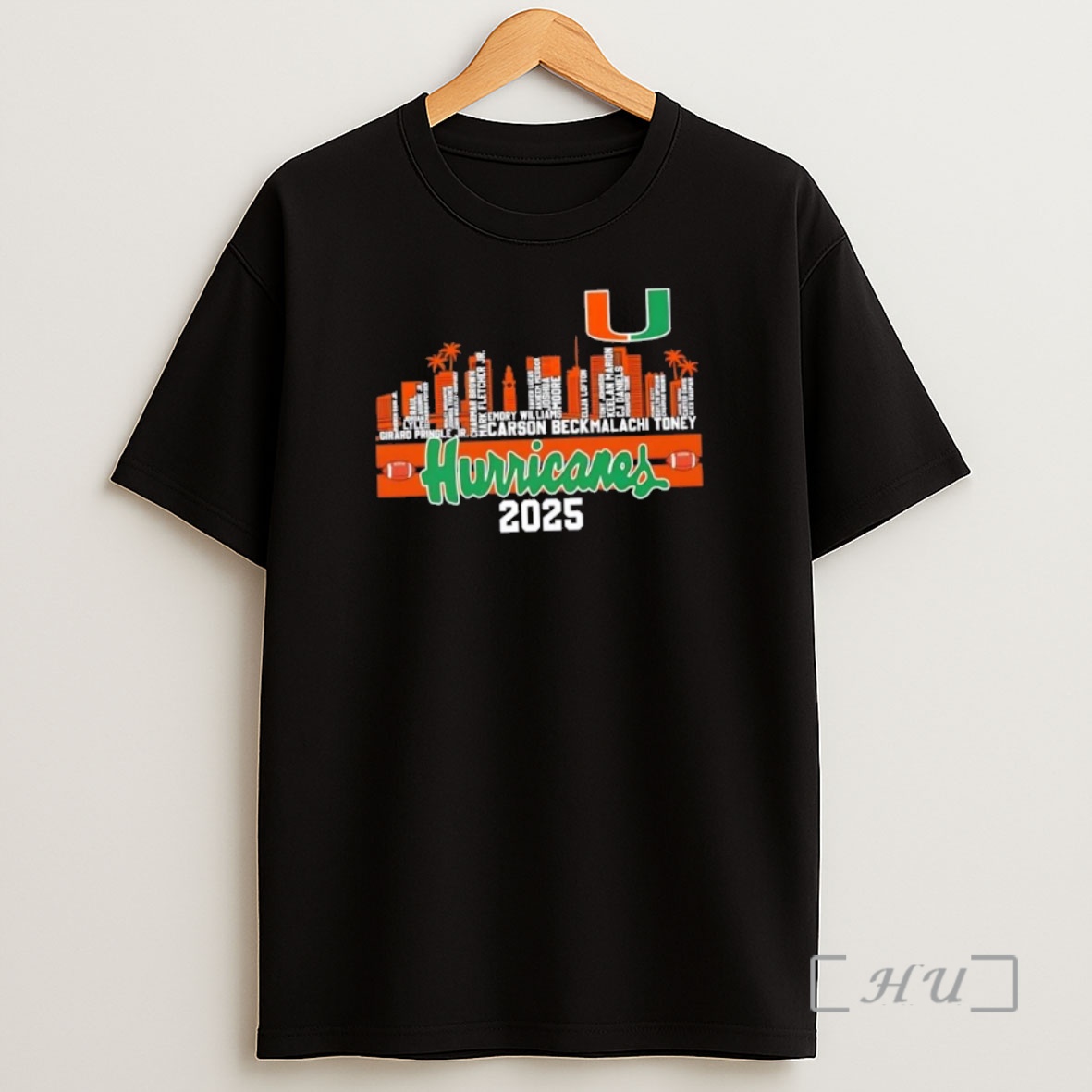 Officials 2025 Miami Hurricanes Typo Football All Names City Thank You For The Memories Skyline Premium Shirt Sweatshirt Tee