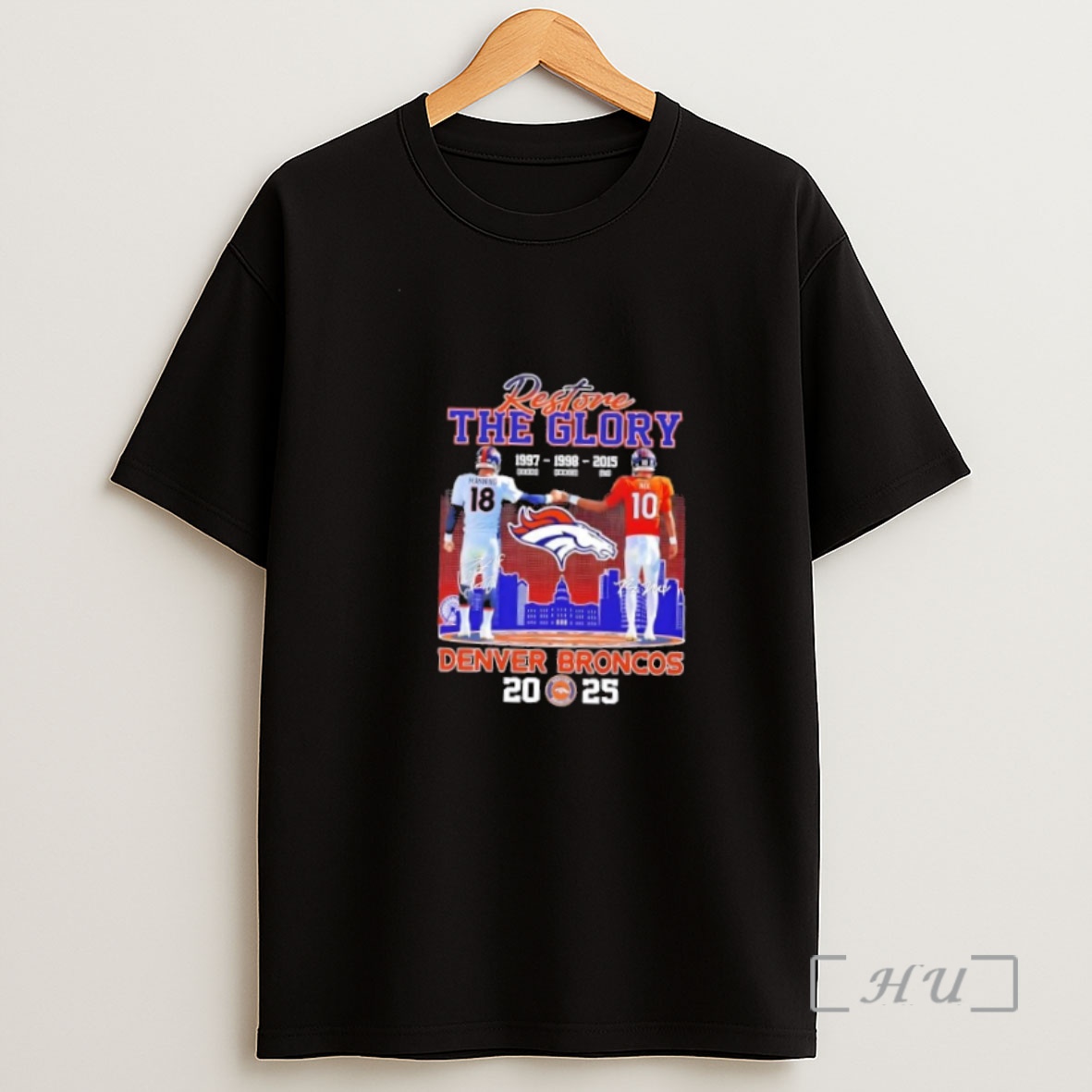 Officials 2025 Restore The Glory Manning X Nix Denver Broncos Skyline Signatures Premium Shirt Sweatshirt Tee