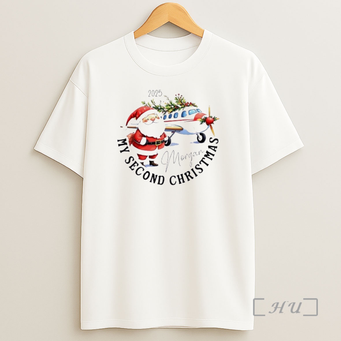 Officials Airplane And Santa Claus Cute Yearly Kid Christmas 2025 Personalized Ornaments White Premium Shirt Sweatshirt Tee