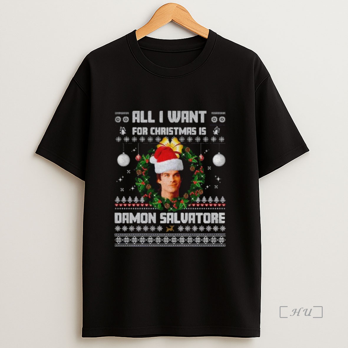 Officials All I Want For Christmas Is Damon Salvatore Ugly Xmas Holiday Premium Shirt Sweatshirt Tee