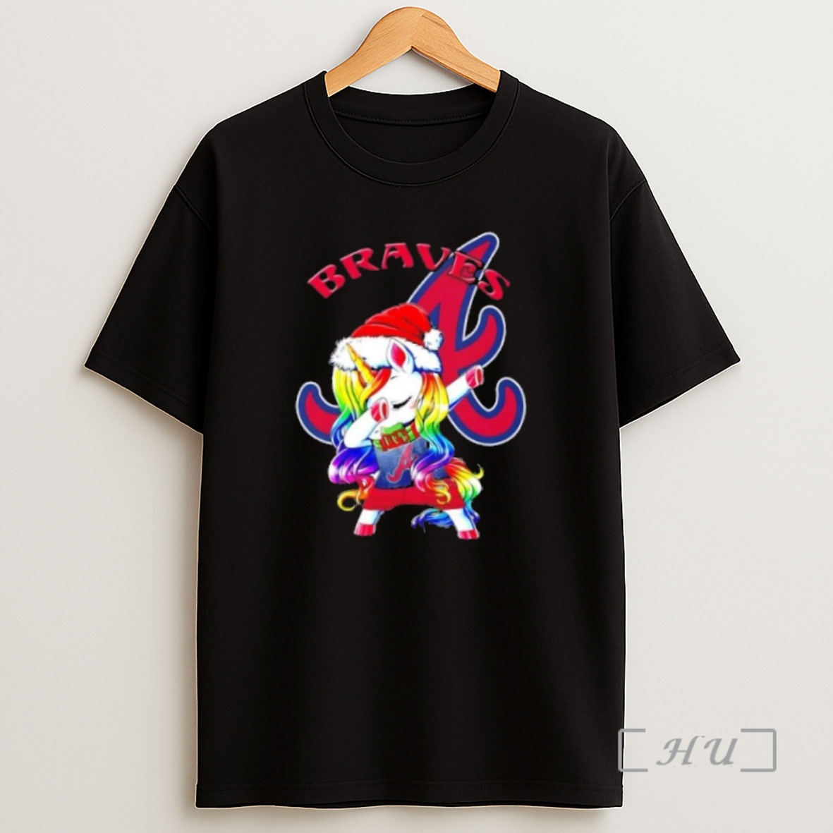 Officials Atlanta Braves X Unicorn Santa Hat Dabbing Merry Christmas Premium Shirt Sweatshirt Tee