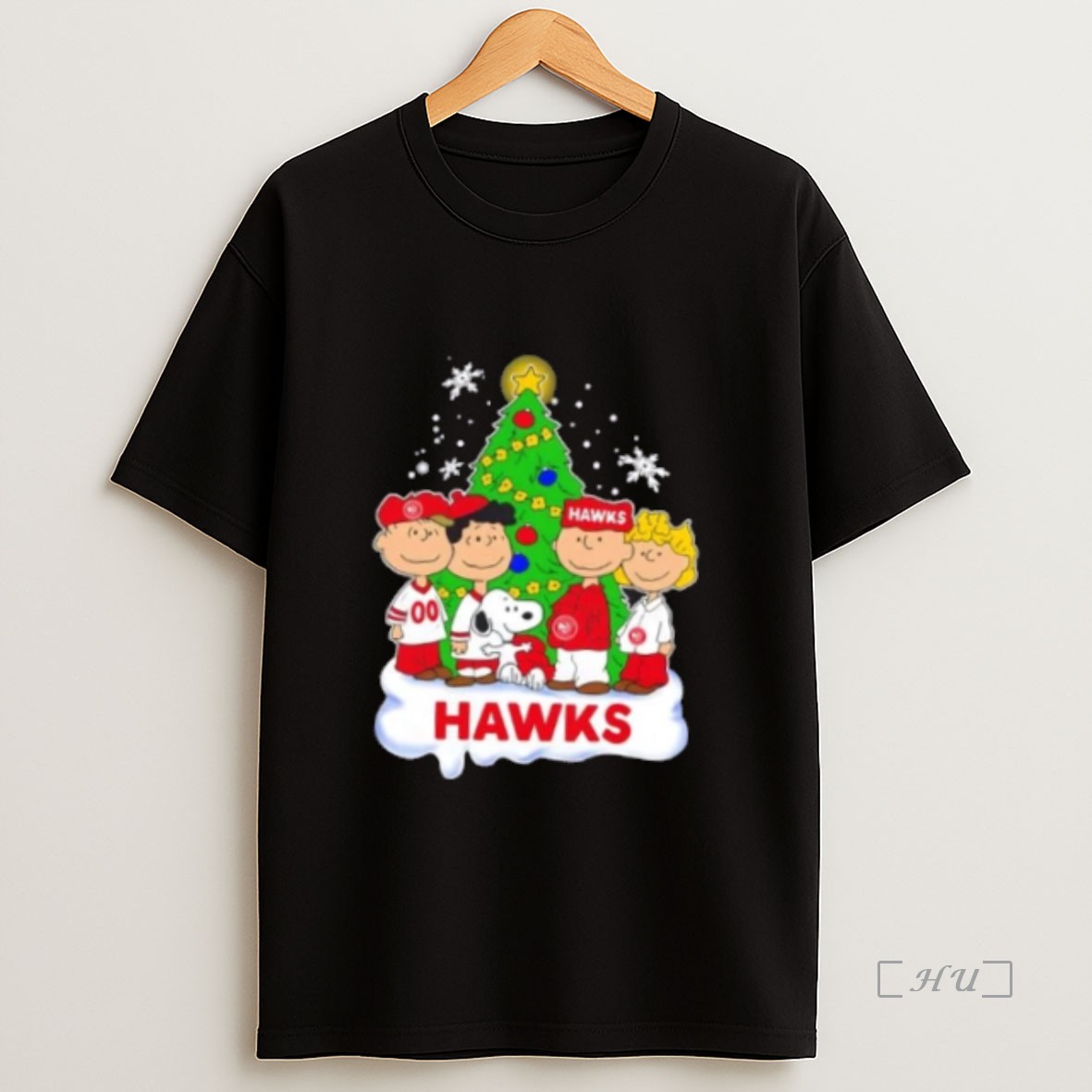 Officials Atlanta Hawks X Peanuts Snoopy And Friends Christmas Tree Premium Shirt Sweatshirt Tee