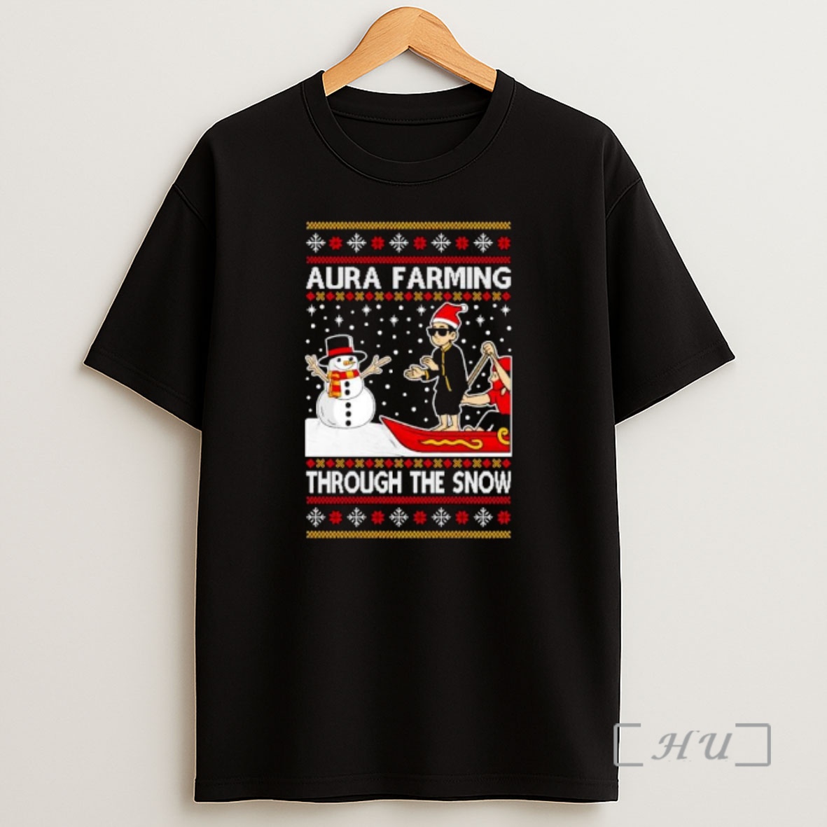 Officials Aura Farming Through The Snow Meme Ugly Christmas Ornaments Premium Shirt Sweatshirt Tee