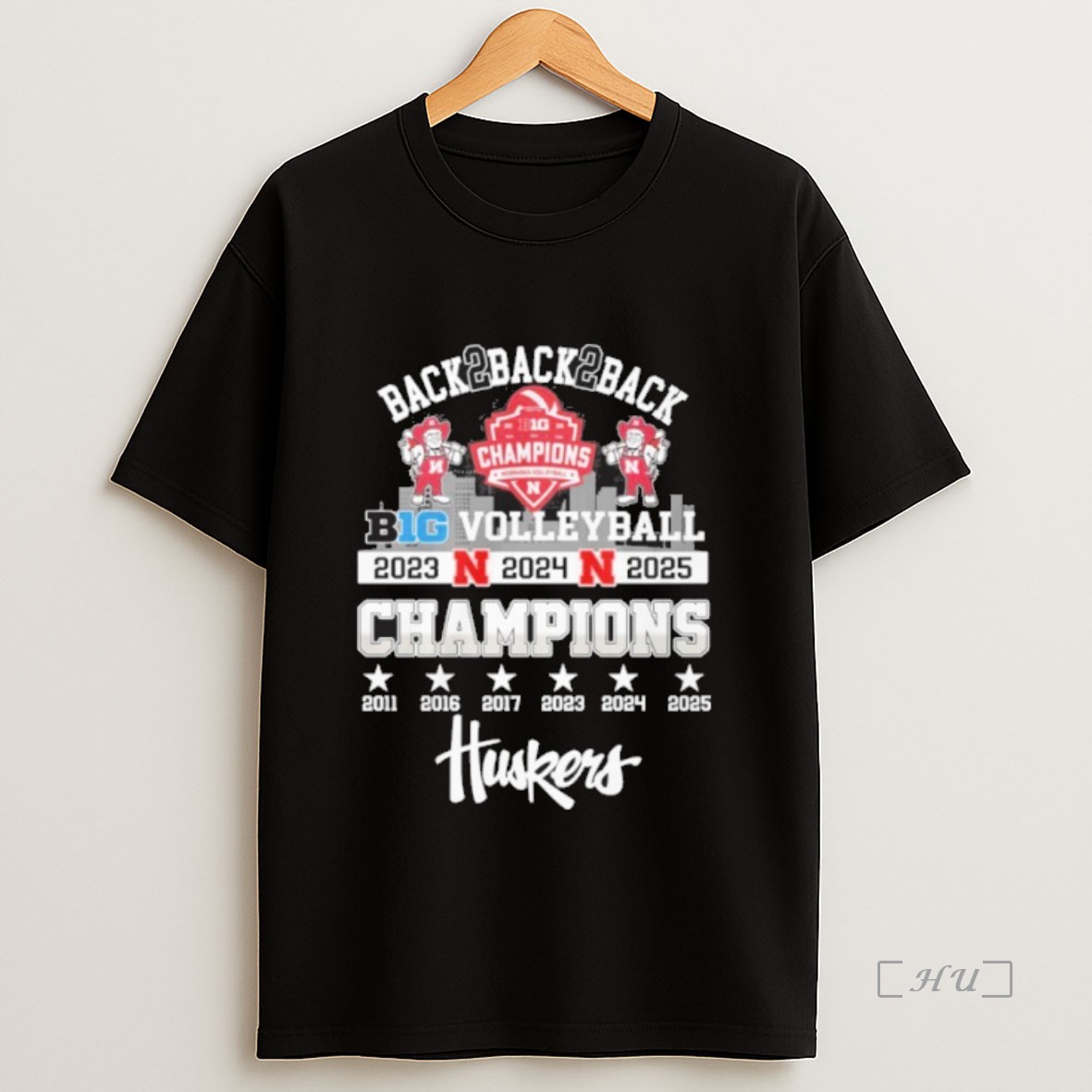 Officials Back 2 Back 2 Back Big Ten Volleyball Champions Nebraska Cornhuskers Premium Shirt Sweatshirt Tee