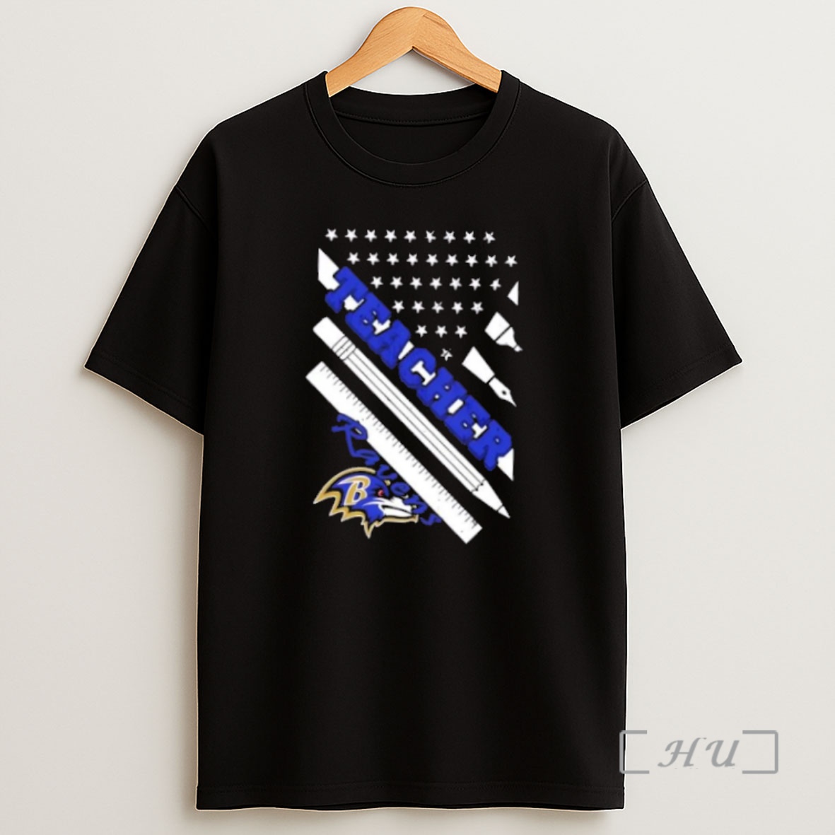 Officials Baltimore Ravens Football X Teacher American Flag Premium Shirt Sweatshirt Tee