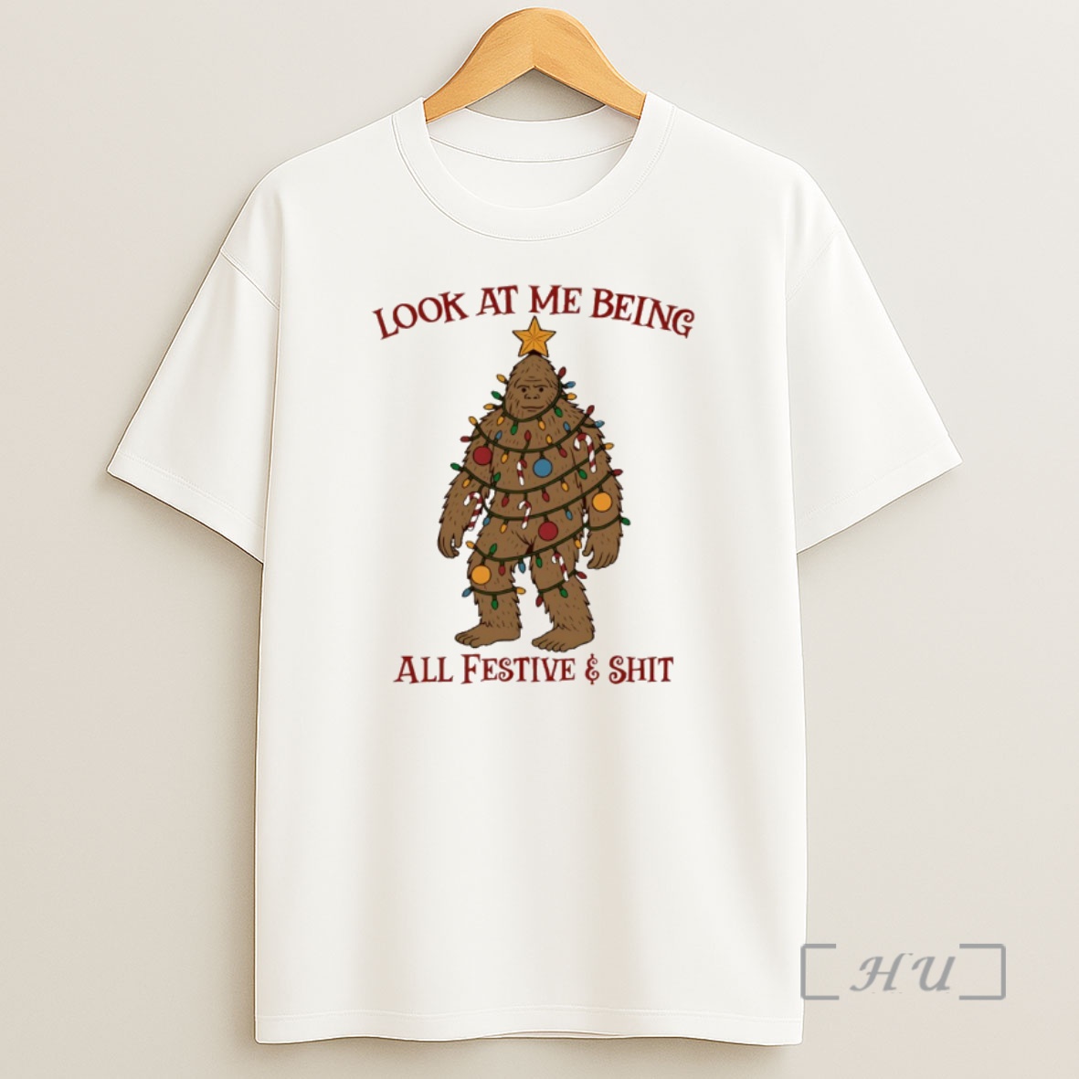 Officials Bigfoot Christmas Tree Look At Me Being All Festive Merry Christmas Premium Shirt Sweatshirt Tee