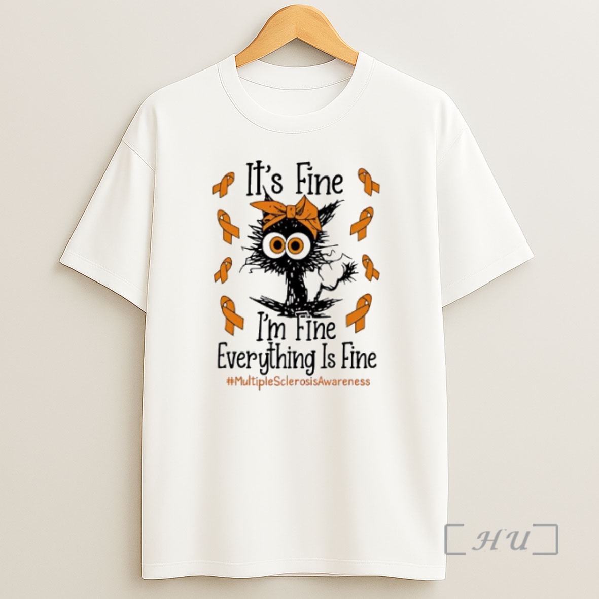 Officials Black Cat Its Fine Im Fine Multiple Sclerosis Logo Premium Shirt Sweatshirt Tee