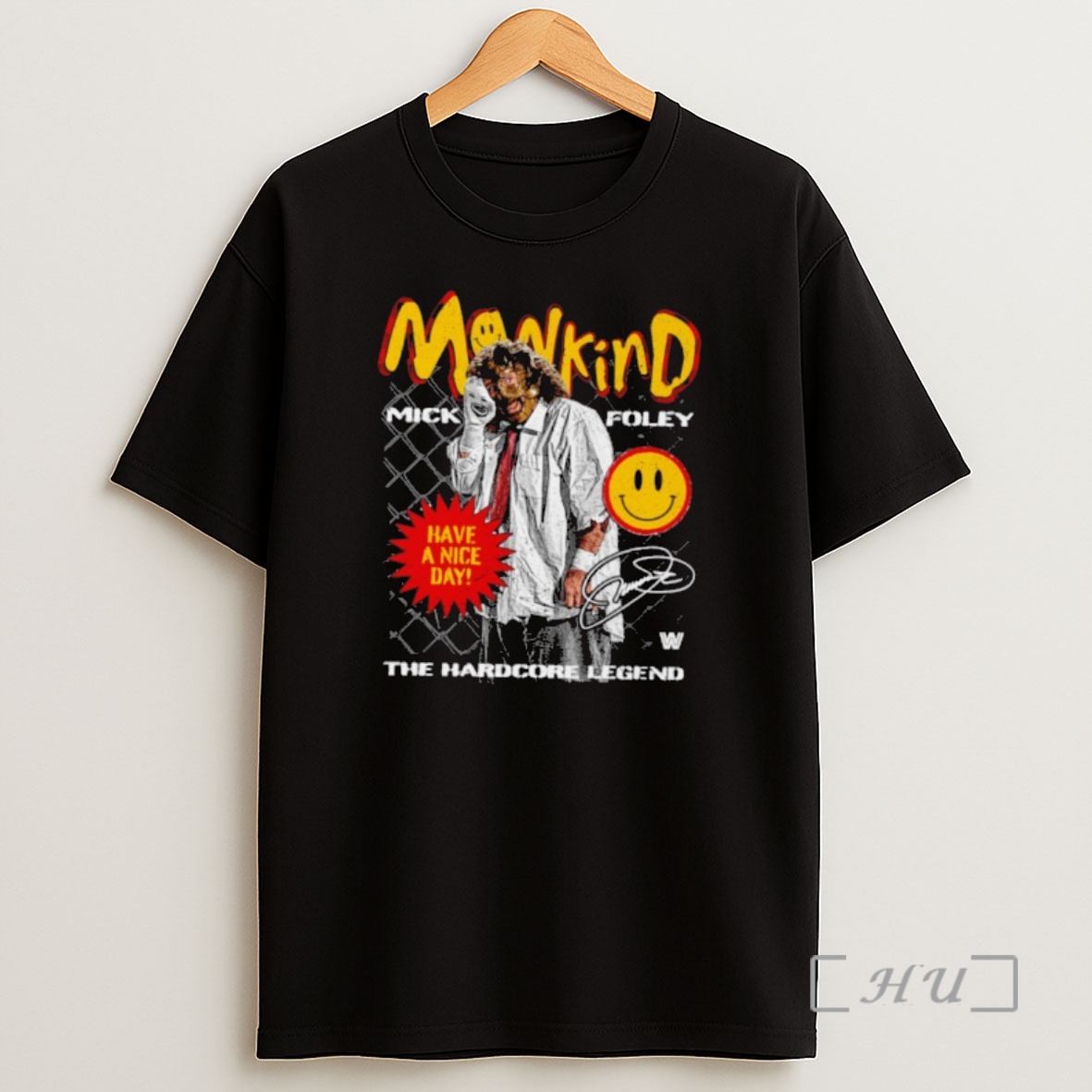 Officials Black Mick Foley Mankind Have A Nice Day Premium Shirt Sweatshirt Tee