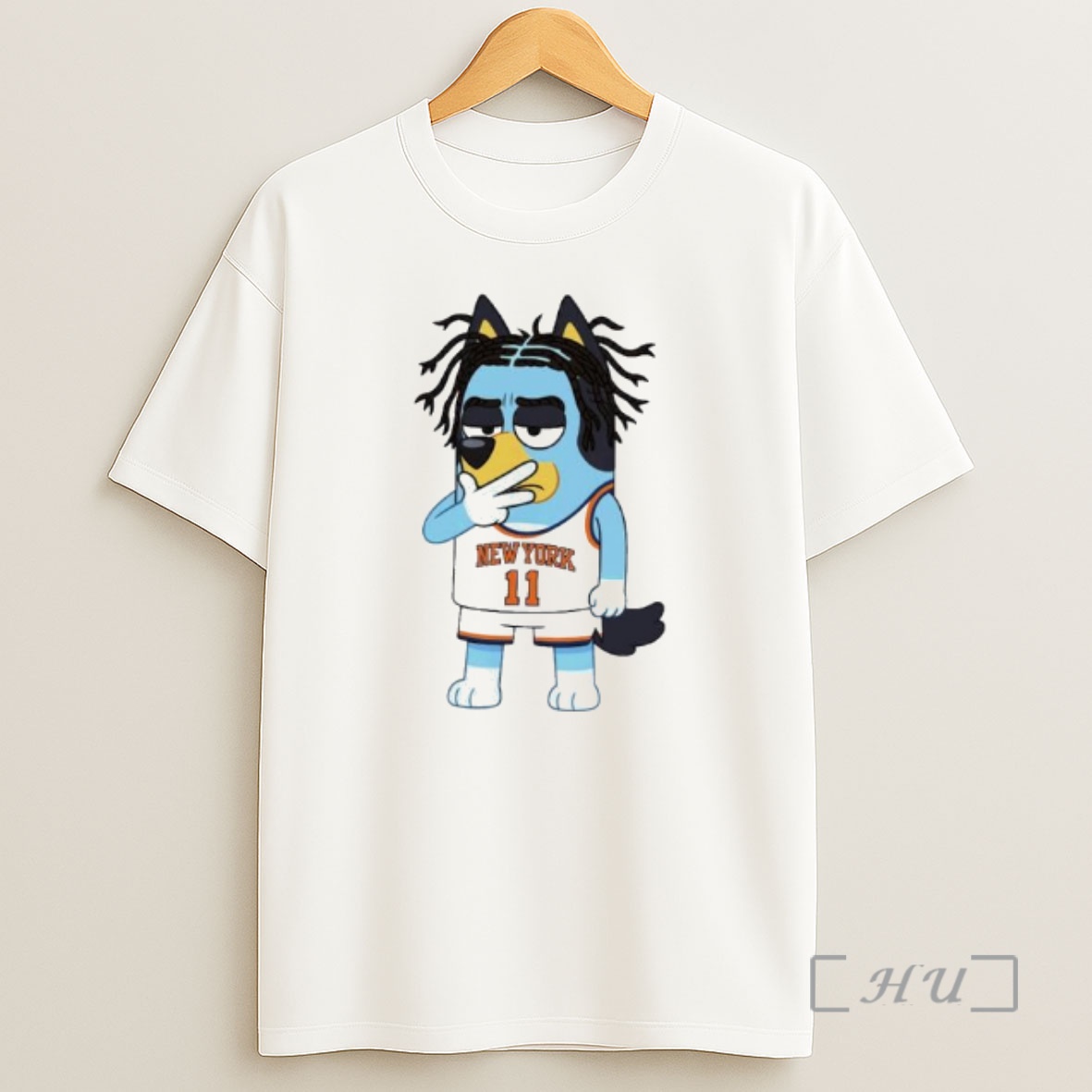 Officials Bluey X Jalen Brunson Nba New York Knicks Cartoon Ornaments Premium Shirt Sweatshirt Tee