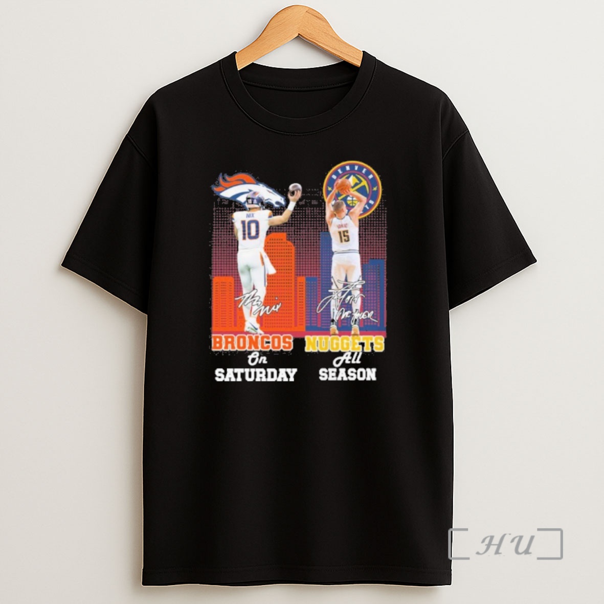 Officials Bo Nix Broncos On Saturdays Nikola Jokic Nuggets All Season Premium Shirt Sweatshirt Tee