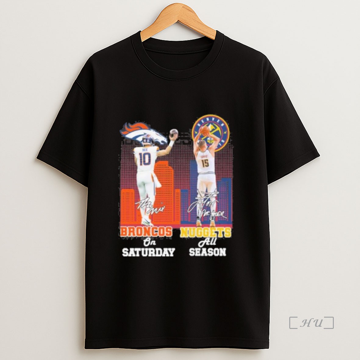 Officials Bo Nix Denver Broncos On Saturdays And Nikola Jokic Nuggets All Season Premium Shirt Sweatshirt Tee