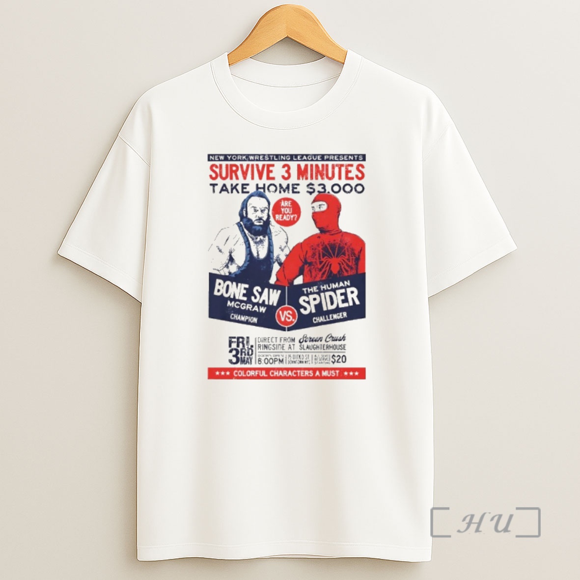 Officials Bone Saw Wrestling Bone Saw Mcgraw Vs The Human Spider Premium Shirt Sweatshirt Tee