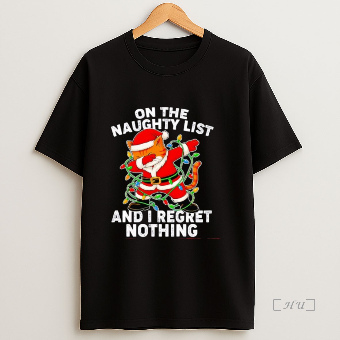 Officials Cat Christmas Lights On The Naughty List And I Regret Nothing Premium Shirt Sweatshirt Tee