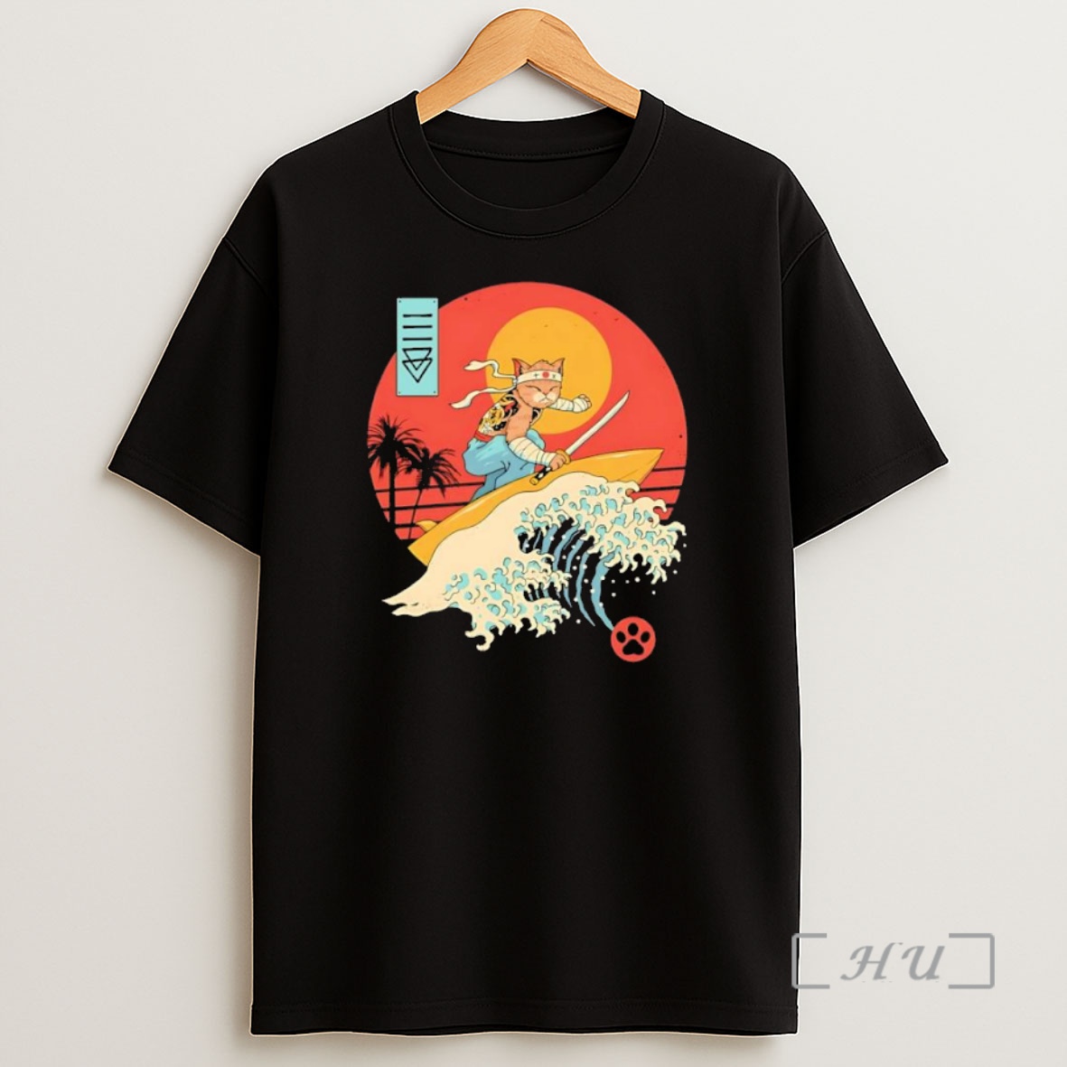 Officials Catana Cat Surf Sunset Wave Japan Black Premium Shirt Sweatshirt Tee