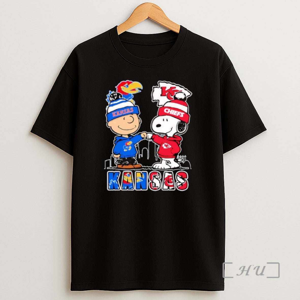 Officials Charlie Brown Snoopy Wearing Kansas Jayhawks Kansas City Chiefs Apparel Premium Shirt Sweatshirt Tee