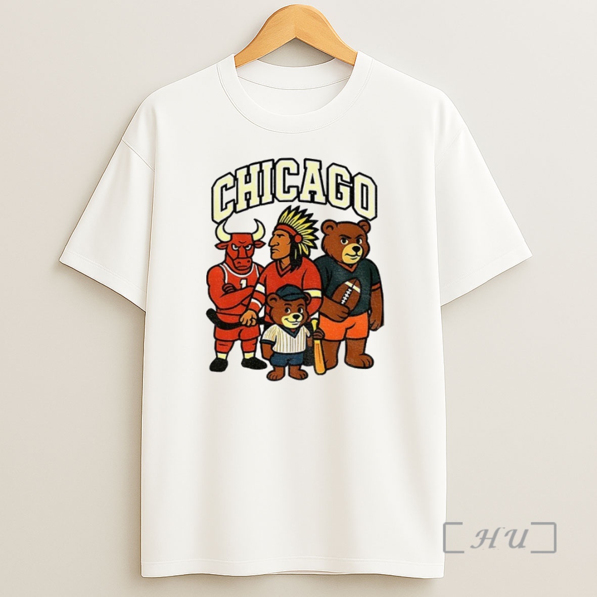 Officials Chicago Bulls Chicago Blackhawks Chicago Bears Chicago Cubs Chicago Team Mashup Mascot Premium Shirt Sweatshirt Tee