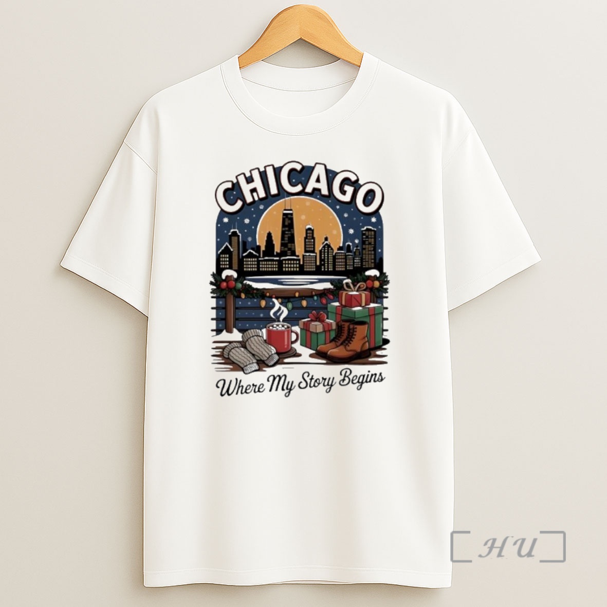 Officials Chicago Where My Story Begins Happy Christmas Premium Shirt Sweatshirt Tee