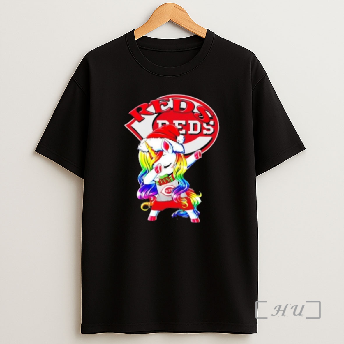 Officials Cincinnati Reds X Unicorn Santa Hat Dabbing Merry Christmas Premium Shirt Sweatshirt Tee