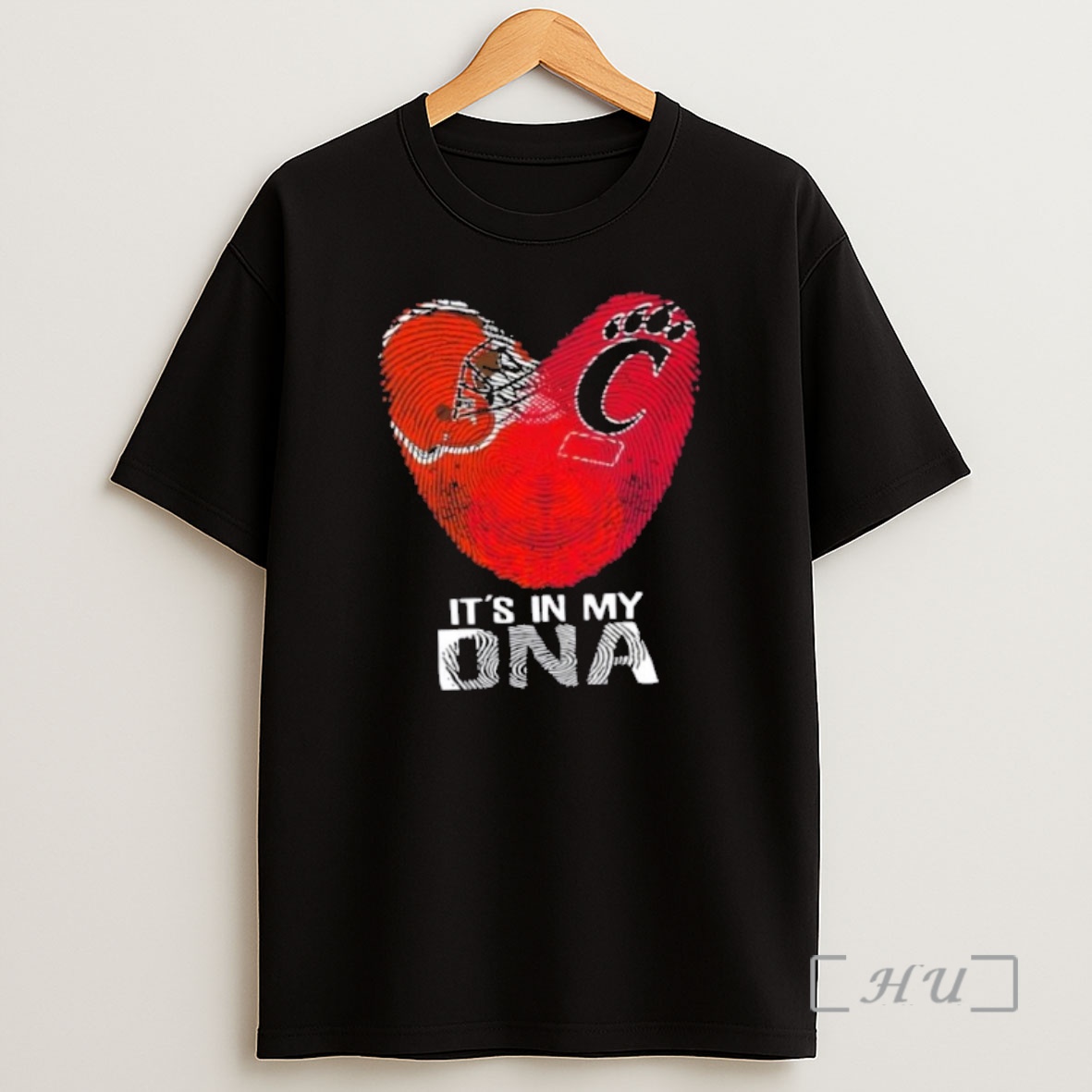 Officials Cincinnati Sports Cleveland Browns X Cincinnati Bearcats Its In My Dna Fingerprint Heart Premium Shirt Sweatshirt Tee