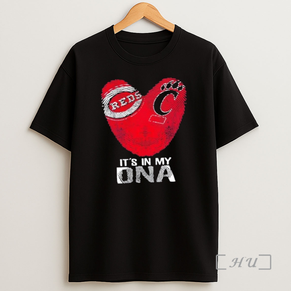 Officials Cincinnati Sports Reds X Bearcats Its In My Dna Fingerprint Heart Premium Shirt Sweatshirt Tee
