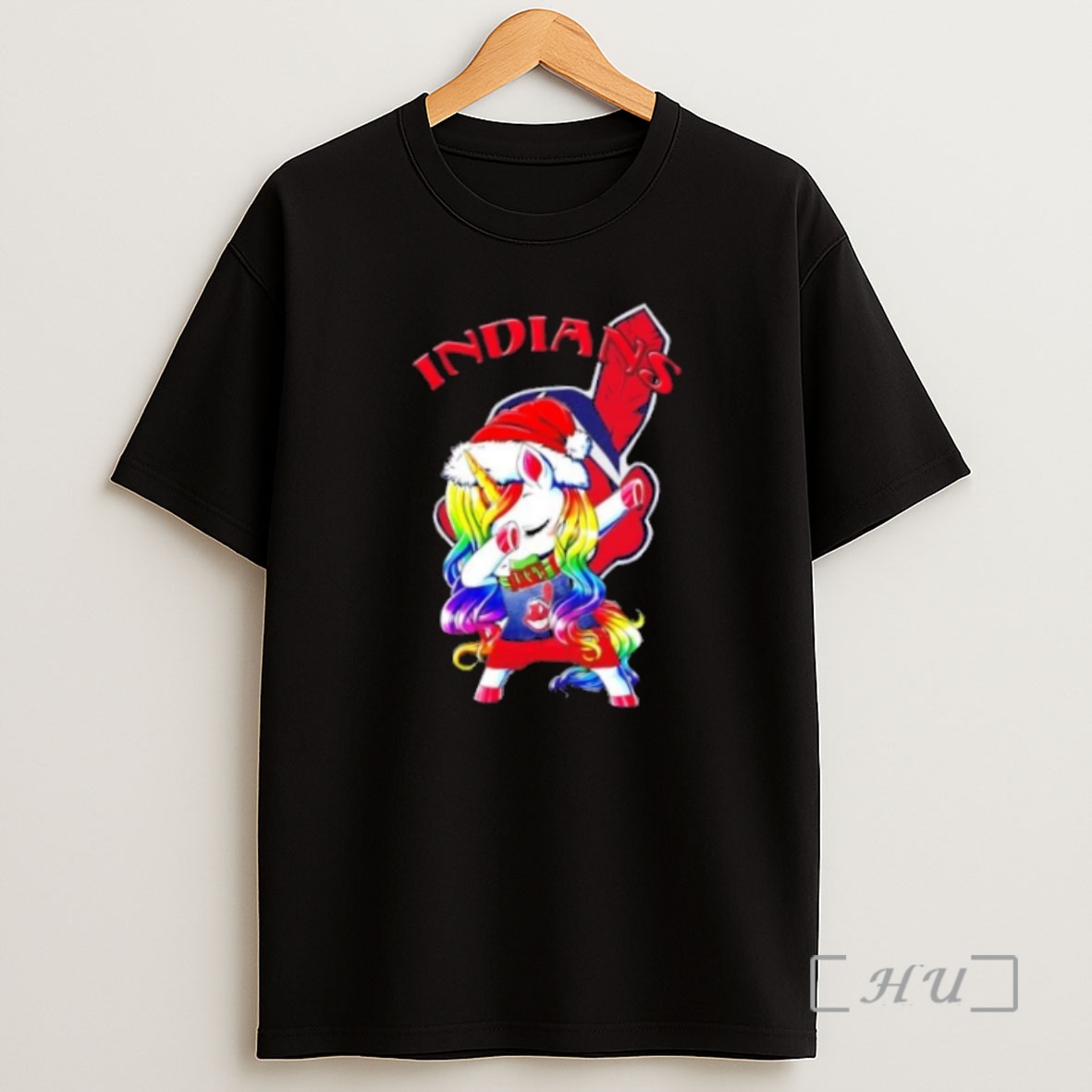 Officials Cleveland Indians X Unicorn Santa Hat Dabbing Merry Christmas Premium Shirt Sweatshirt Tee