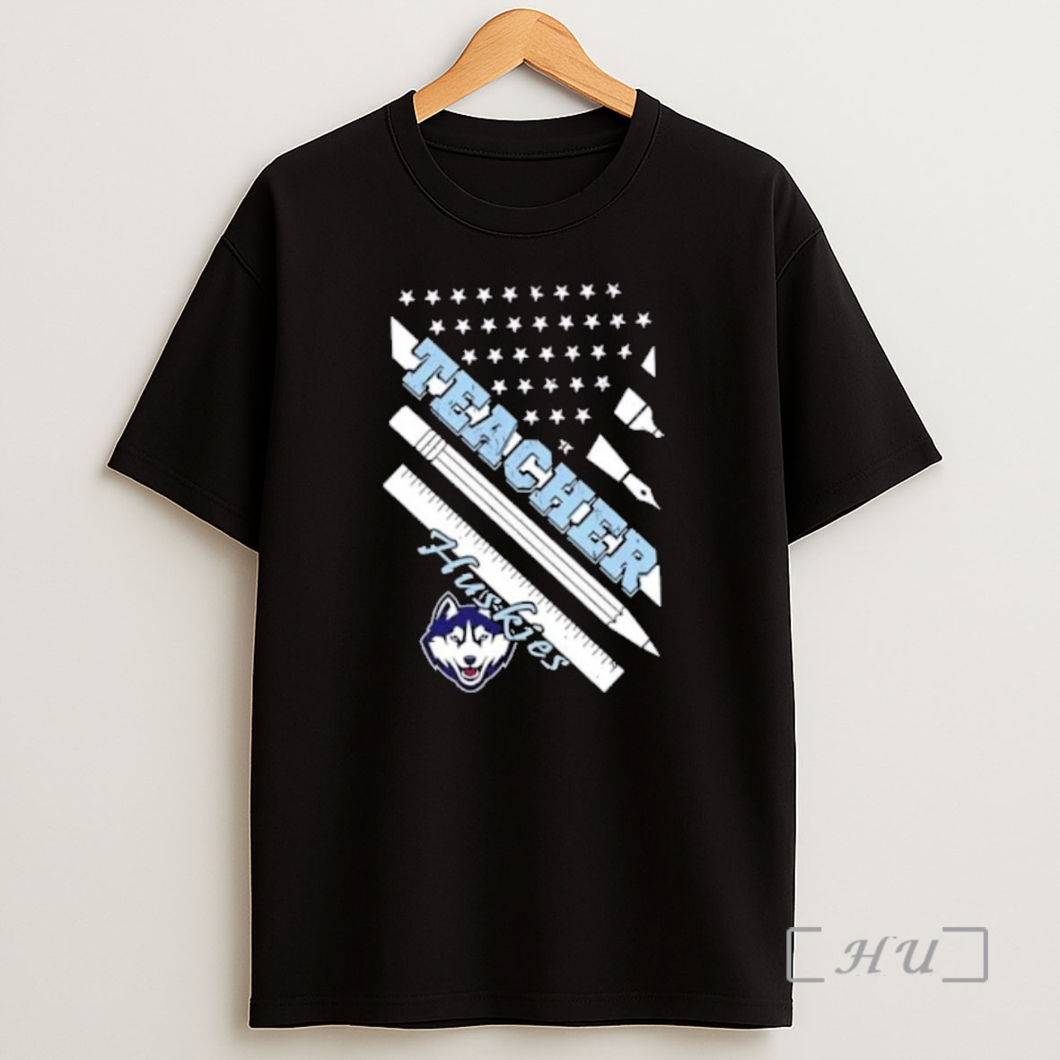 Officials Connecticut Huskies X Teacher American Flag Premium Shirt Sweatshirt Tee