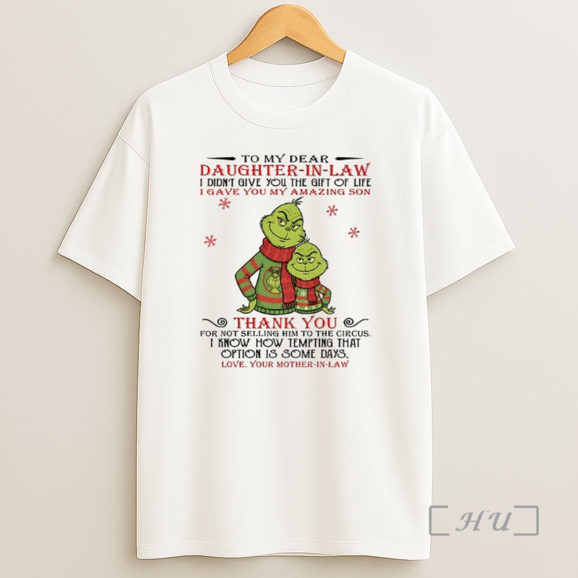Officials Couple Grinch Santa To My Dear Daughter In Law I Didnt Give You The Gift Of Life Christmas Premium Shirt Sweatshirt Tee