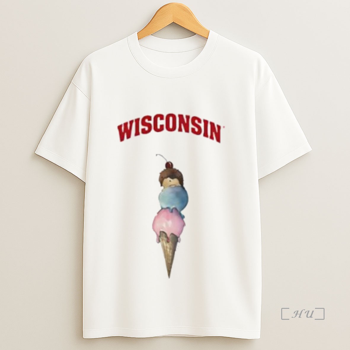 Officials Cream Wisconsin Badgers Triple Scoop Premium Shirt Sweatshirt Tee
