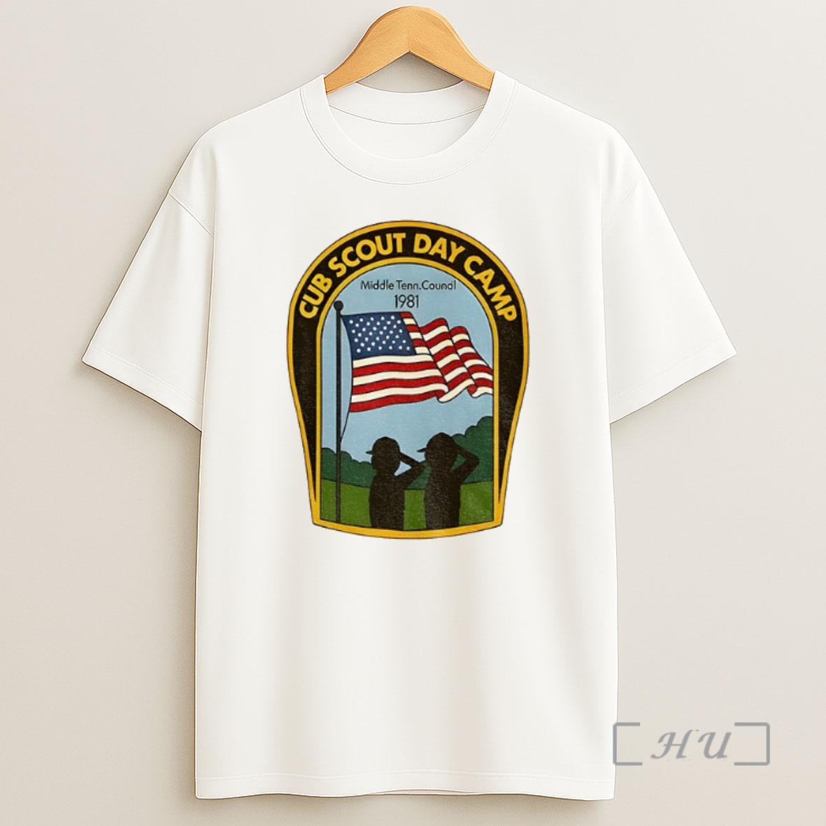 Officials Cub Scout Day Camp Middle Tenn Council In 1981 American Flag Premium Shirt Sweatshirt Tee