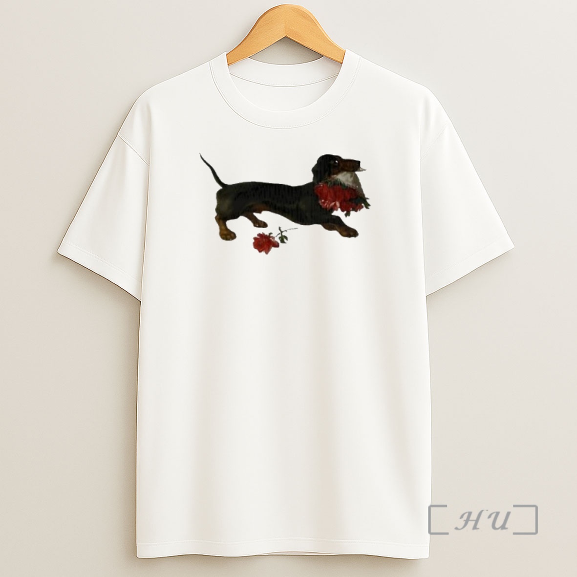 Officials Dachshund Running With A Bouquet Of Red Flowers In Her Mouth Premium Shirt Sweatshirt Tee
