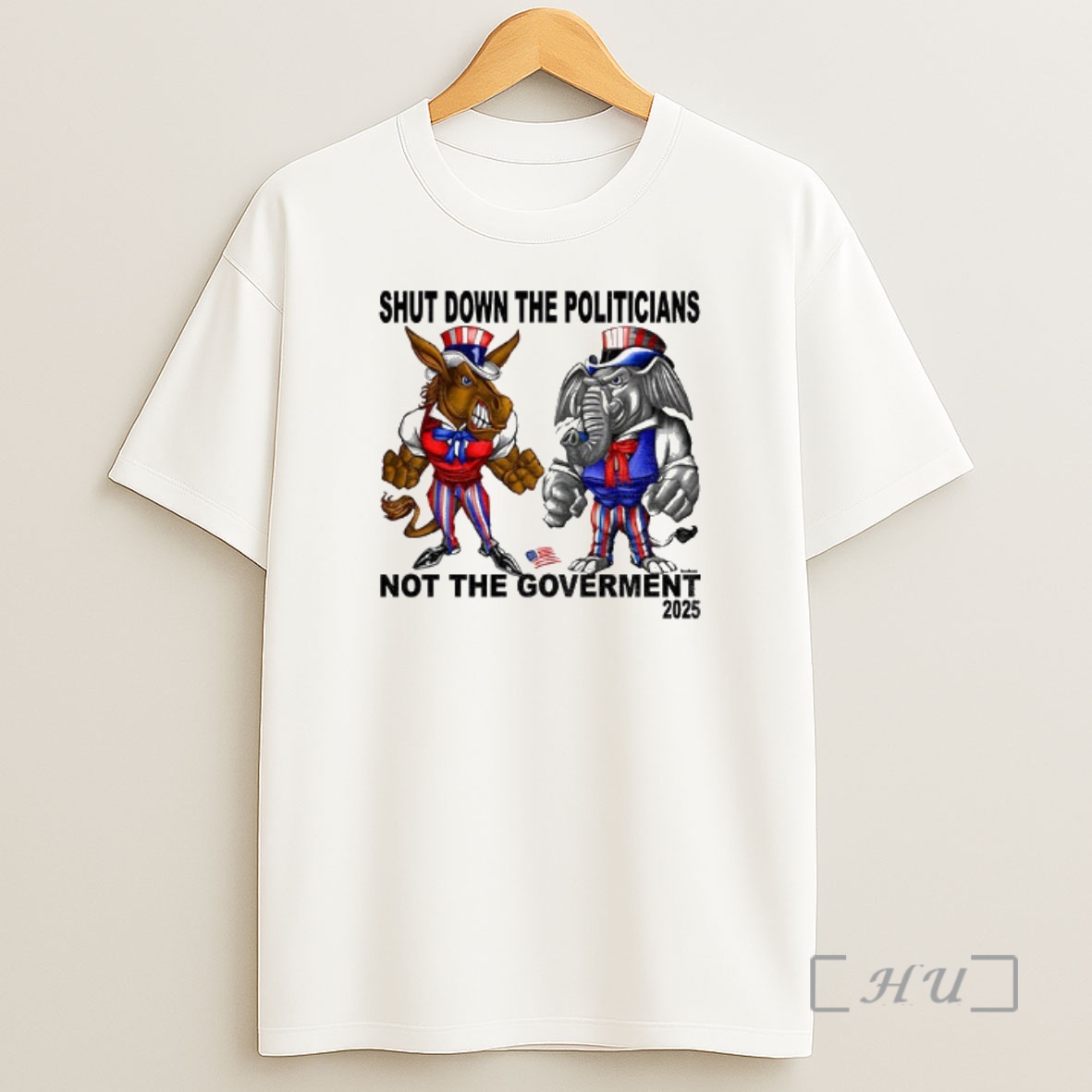 Officials Democrat Donkey And Republican Elephant 2025 Shutdown The Politicians Not The Government Premium Shirt Sweatshirt Tee