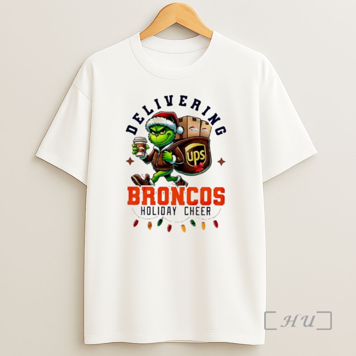 Officials Denver Broncos Grinch Delivering Ups Holiday Cheer Christmas Premium Shirt Sweatshirt Tee