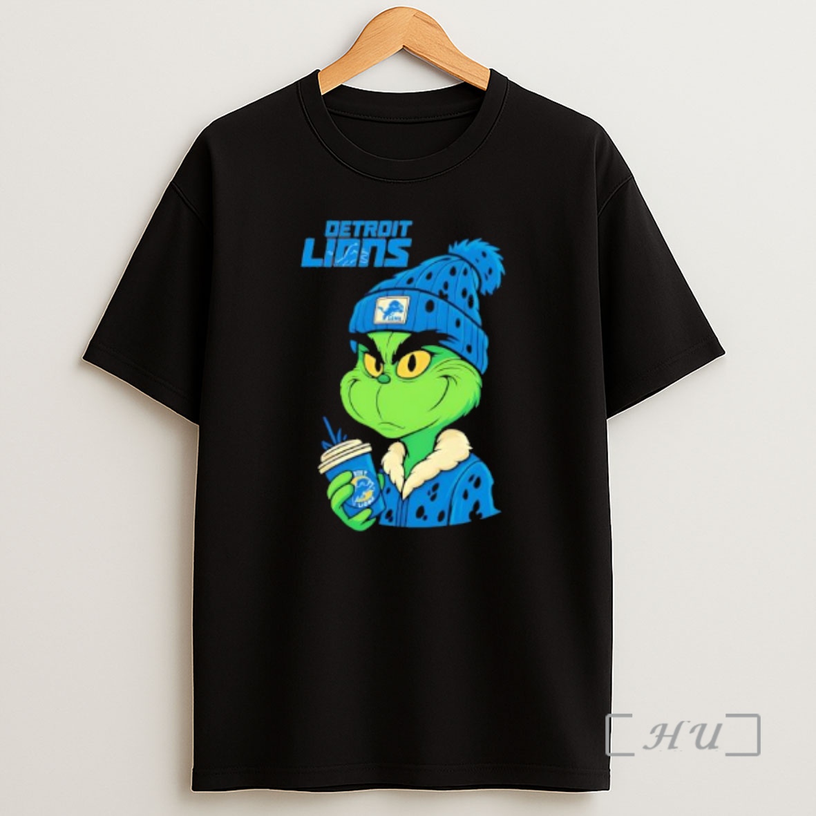Officials Detroit Lions Grinch With Christmas Hat Logo Premium Shirt Sweatshirt Tee