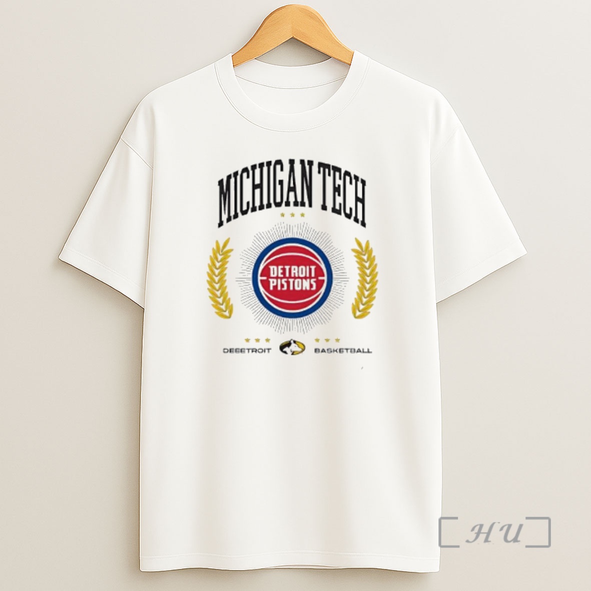 Officials Detroit Pistons And Michigan Tech Logos Premium Shirt Sweatshirt Tee