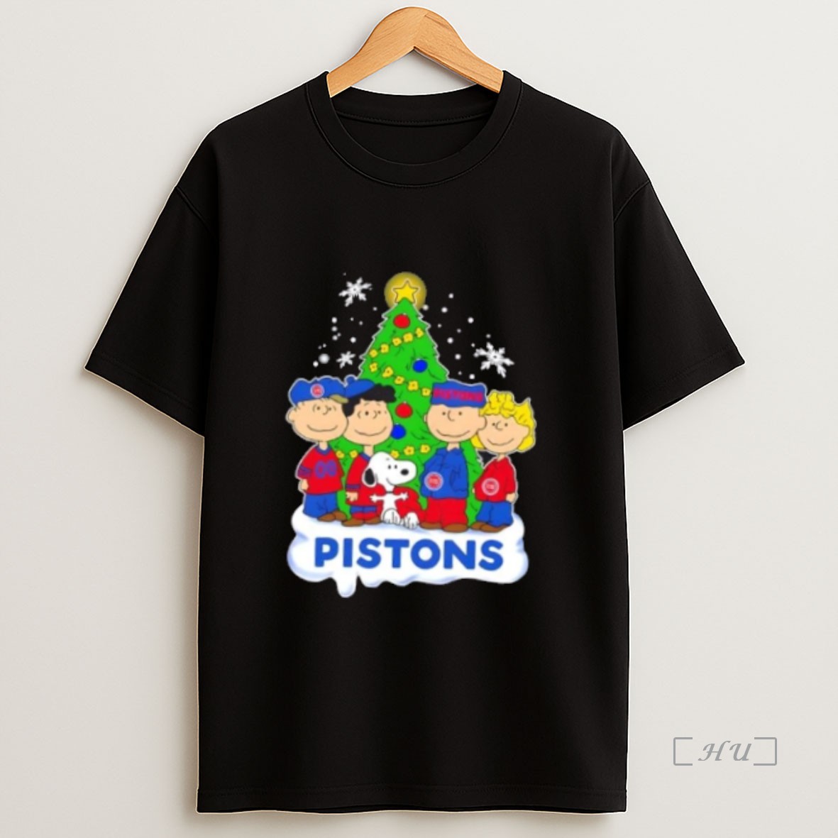 Officials Detroit Pistons X Peanuts Snoopy And Friends Christmas Tree Premium Shirt Sweatshirt Tee