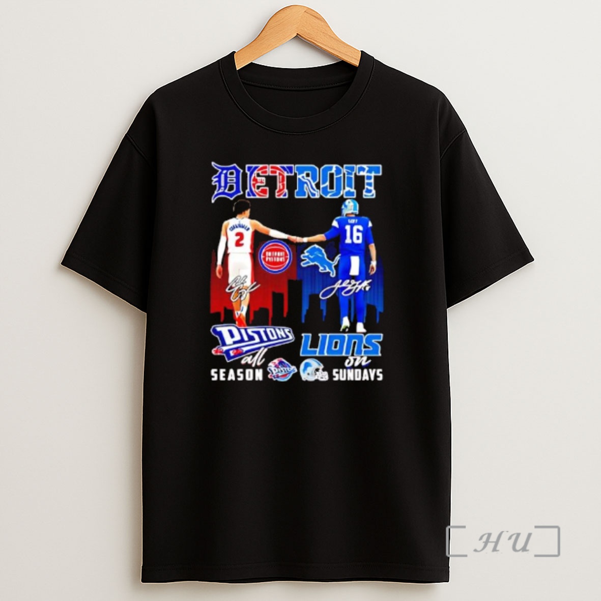 Officials Detroit Sports Teams Pistons All Season Lions On Sundays Signatures Premium Shirt Sweatshirt Tee