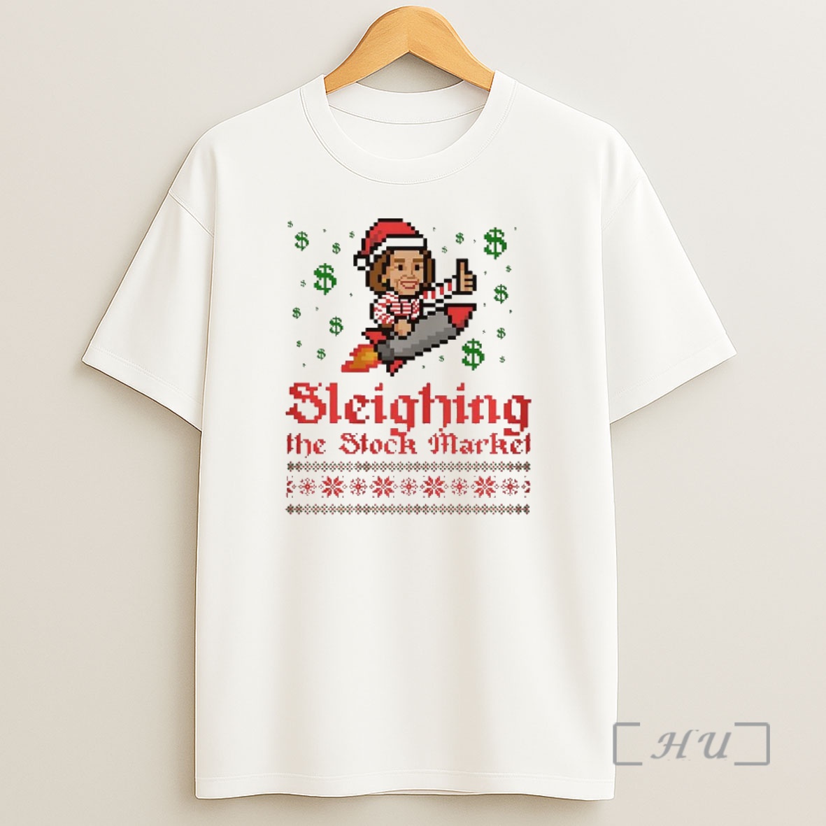 Officials End Of An Error Sleighing The Stock Market Pixcel Ugly Christmas Premium Shirt Sweatshirt Tee