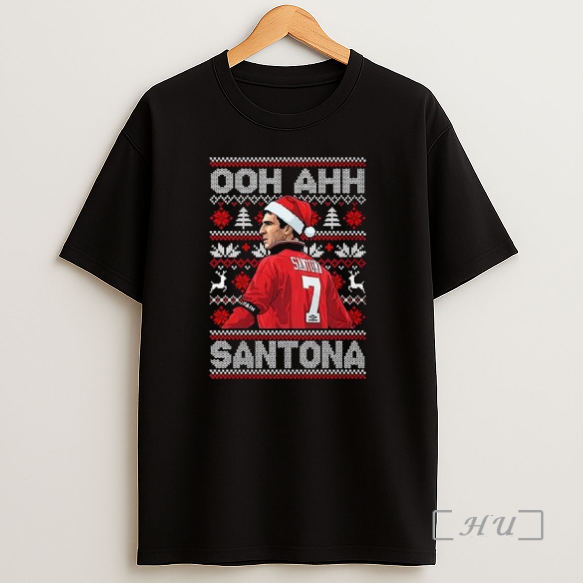 Officials Eric Cantona Ooh Ahh Santona Ugly Christmas Circle Black Premium Shirt Sweatshirt Tee