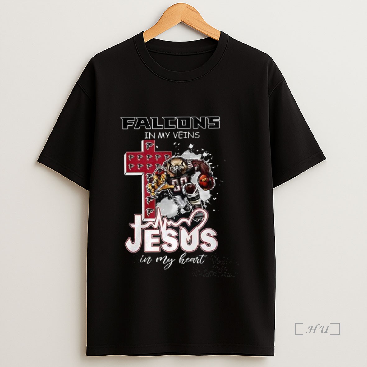 Officials Falcons In My Veins Jesus In My Heart Mascot Premium Shirt Sweatshirt Tee