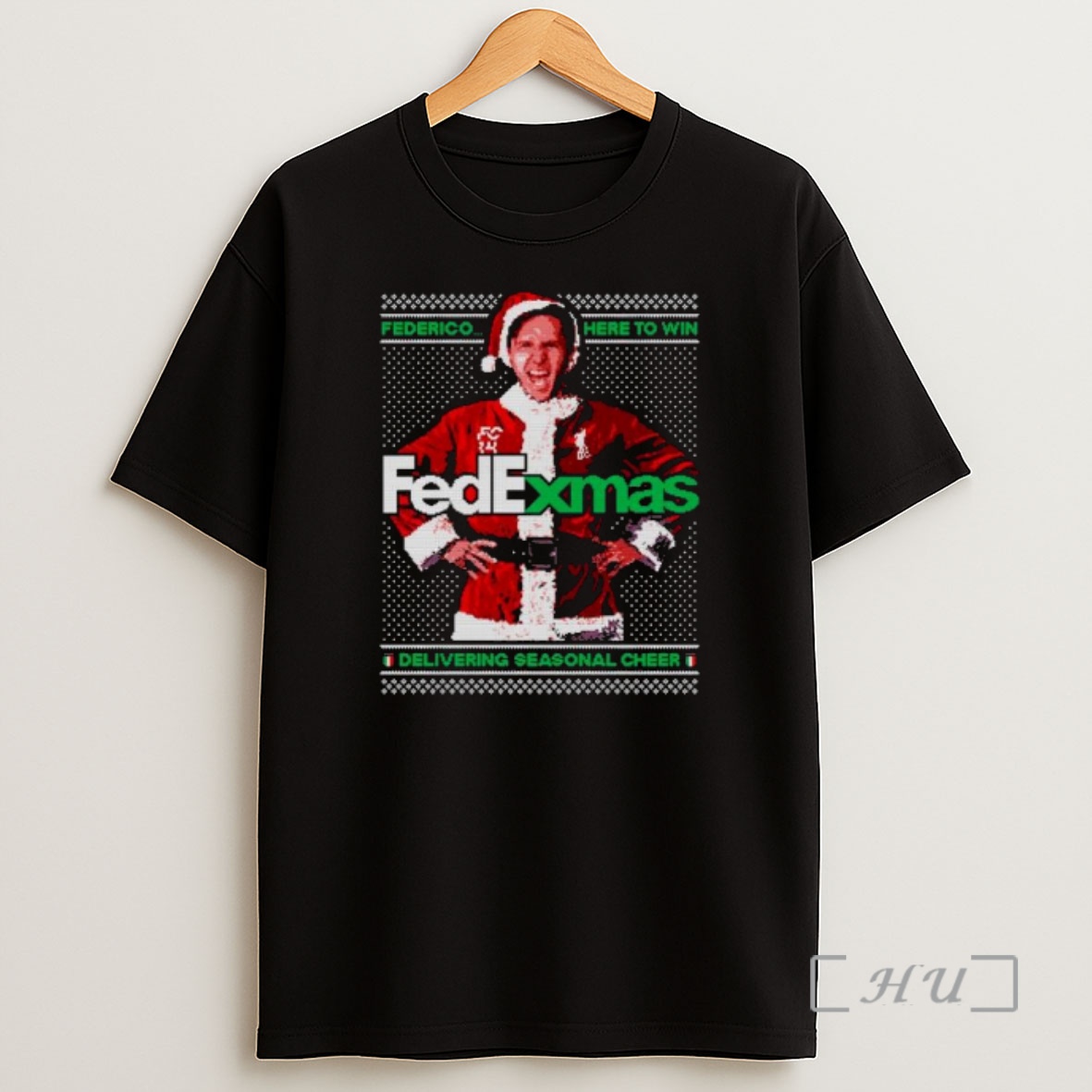 Officials Fedexmas Federico Here To Win Delivering Seasonal Cheer Ugly Christmas Ornaments Premium Shirt Sweatshirt Tee