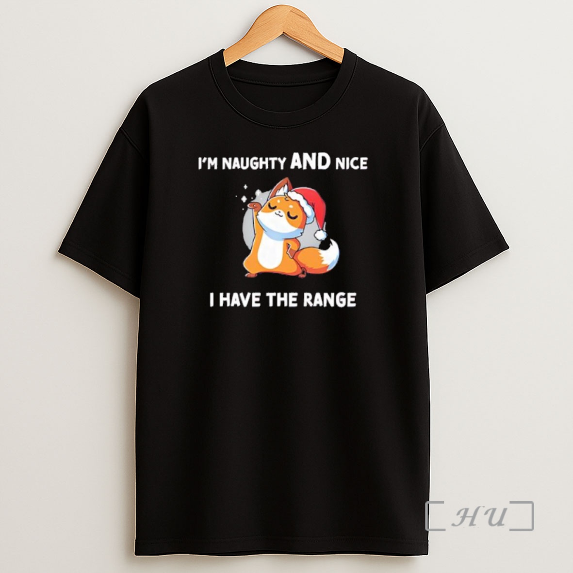 Officials Fox In A Santa Hat Im Naughty And Nice I Have The Range Premium Shirt Sweatshirt Tee