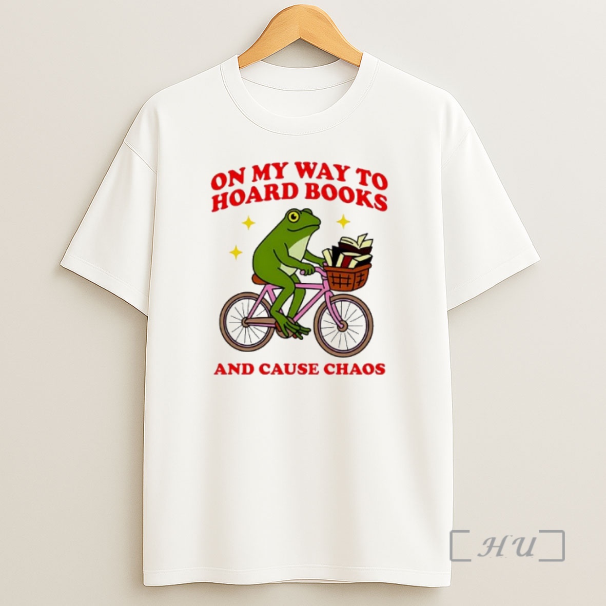 Officials Frog Bicycle On My Way To Hoard Books And Cause Chaos Premium Shirt Sweatshirt Tee