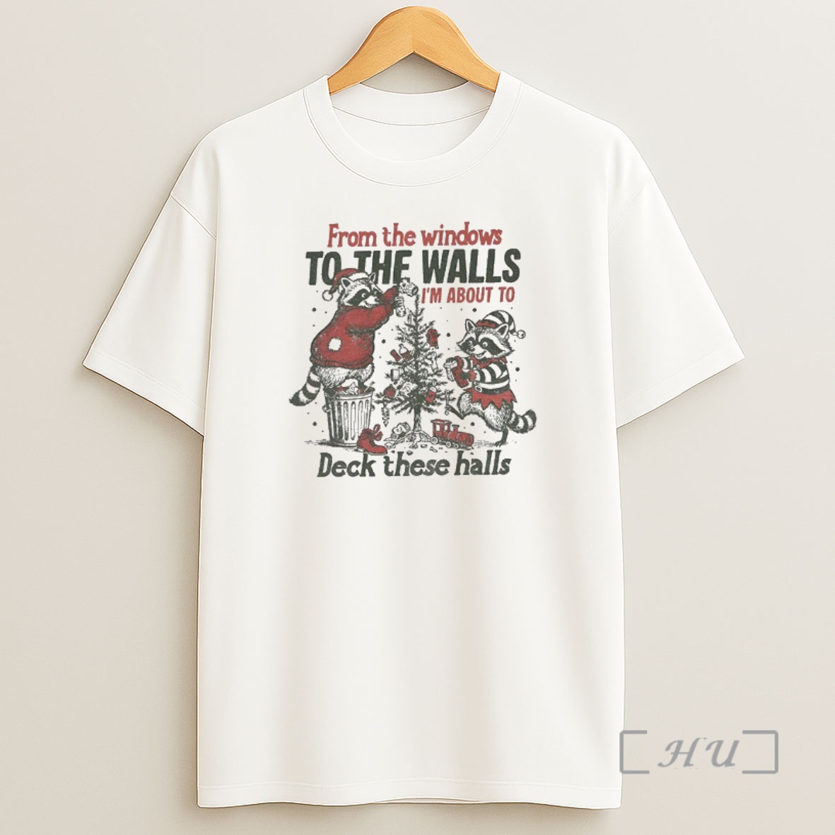 Officials From The Windows To The Walls Im About To Deck These Hall Raccoon Santa Xmas Premium Shirt Sweatshirt Tee