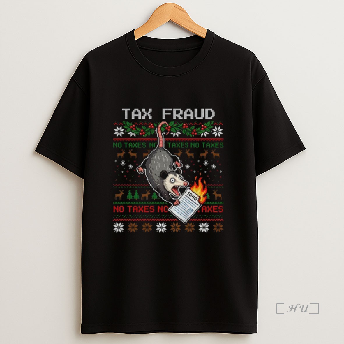 Officials Funny Opossum Tax Fraud No Taxes Merry Christmas Premium Shirt Sweatshirt Tee
