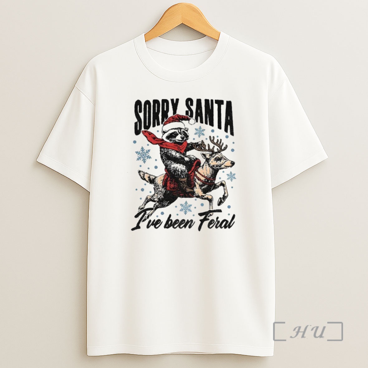 Officials Funny Raccoon With Santa Claus Hat Sorry Santa Ive Been Feral Premium Shirt Sweatshirt Tee