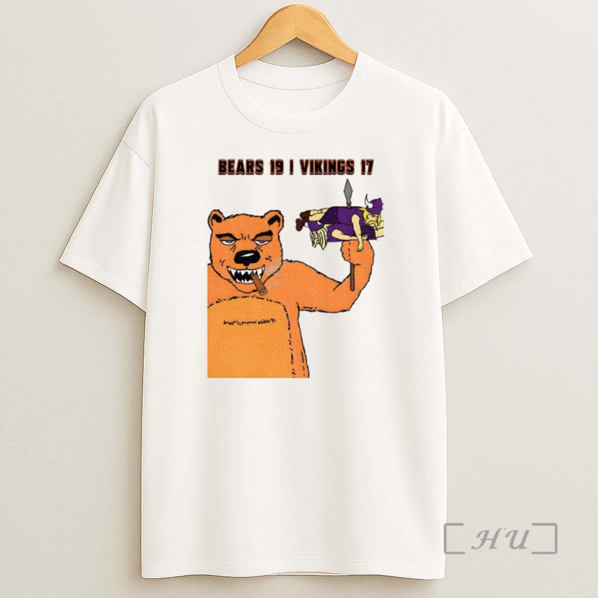 Officials Funny Mascot Bears 19 I Vikings 17 Cartoon Chicago Bears Vs Minnesota Vikings Premium Shirt Sweatshirt Tee