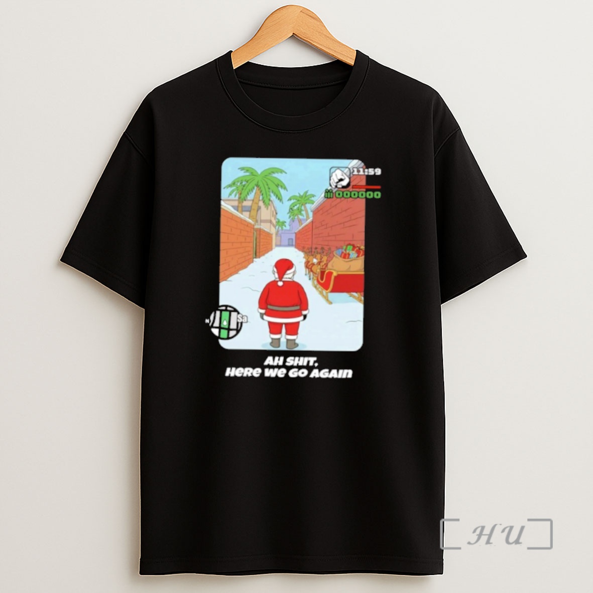 Officials Gta Santa Here We Go Again Funny Christmas Premium Shirt Sweatshirt Tee
