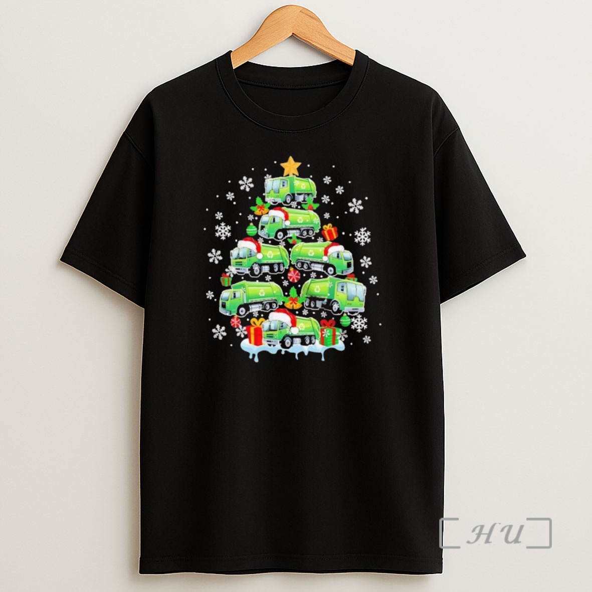 Officials Garbage Truck Santa Christmas Tree Joyful Driver Boys Family Black Premium Shirt Sweatshirt Tee
